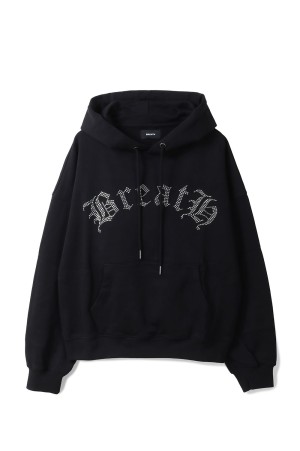 OLD ENGLISH LOGO RHINESTONE HOODIE - BLACK (BR25AW-C5014)