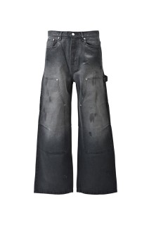 COATING DOUBLE KNEE DENIM PANTS - BLACK (BR26SS-P1001)