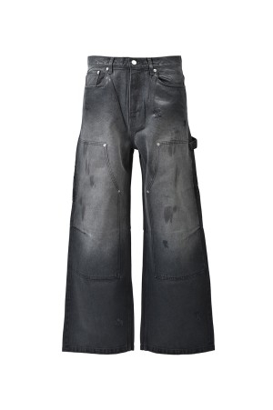 COATING DOUBLE KNEE DENIM PANTS - BLACK (BR26SS-P1001)