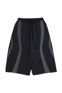 Nylon Paneling Shin Cut Wide Track Pants - Black (CTE-26S122)