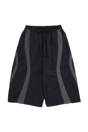 Nylon Paneling Shin Cut Wide Track Pants - Black (CTE-26S122)
