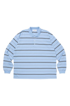 Moss Stitch Border L/S Polo - Saxe (CTE-26S327)