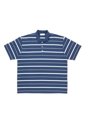 Moss Stitch Border S/S Polo - Navy (CTE-26S328)