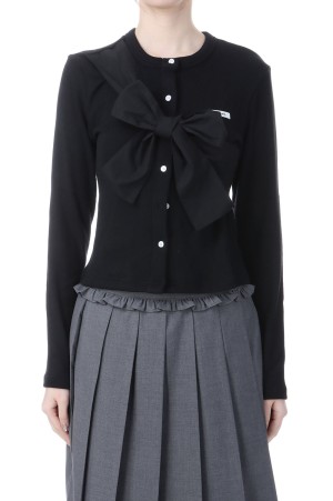 RIBBON-TIED KNIT CARDIGAN  - BLACK (BEFACD001NYF )