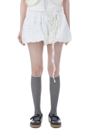 ROSE PUNCHING BALLOON SKIRT  - WHITE (BESPSK001WTF )