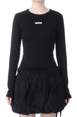 CREW NECK BASIC LONG SLEEVE TOP  - BLACK (BDFASL001BKF)