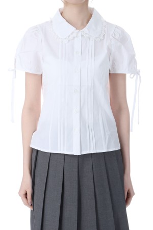 PINTUCK LACE COLLAR BLOUSE - WHITE (BDSPBL001WTF)