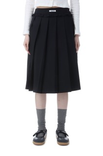 FRILL PLEATS MIDI SKIRT  - DARK NAVY (BDSPSK002NYS/M )