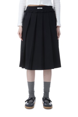 FRILL PLEATS MIDI SKIRT  - DARK NAVY (BDSPSK002NYS/M )
