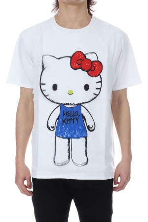 PRINT T-SHIRTS KITTY CRAYON - WHITE (TR-094)