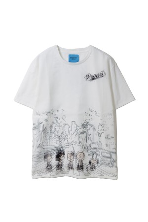 PRINT T-SHIRTS SNOOPY ABBEY ROAD - WHITE (TR-098)
