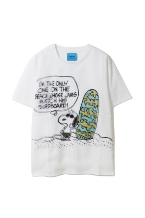 PRINT T-SHIRTS SNOOPY ON THE BEACH - WHITE (TR-099)