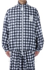 RECYCLED POLYESTER WIND TRACK JACKET - BLACK GINGHAM (26SMM0601)