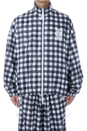 RECYCLED POLYESTER WIND TRACK JACKET - BLACK GINGHAM (26SMM0601)