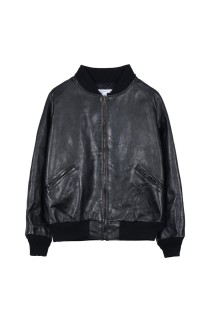 LEATHER JACKET ZIP / BLACK