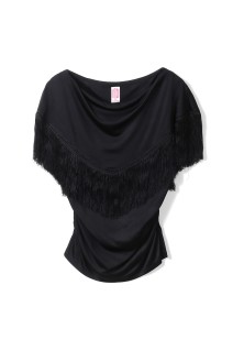 FRINGED JERSEY TOP - BLACK (FTC262-0402)