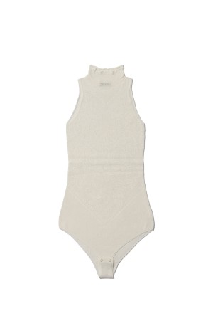 DAMASK LACE KNIT TURTLENECK BODYSUIT - OFF WHITE (FTC262-0712)