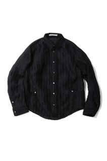 SEMI SHEER LONG SLEEVE SHIRT - BLACK (NF261S01)