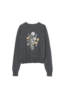 Wild bloom beads embroidery cardigan - Heather gray (TD-26SS-KN51)