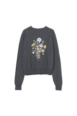 Wild bloom beads embroidery cardigan - Heather gray (TD-26SS-KN51)