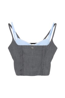 seam frayed bustier tops - Gray (TD-26SS-TP52)