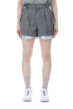 seam frayed dropped chain culottes pants - Gray (TD-26SS-PT54)