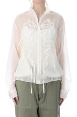 ribbon tulle embroiderey wind breaker - White (TD-26SS-JK51)