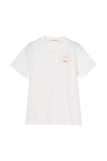 velvet lazy ribbon T-shirt - White (TD-26SS-PO56)