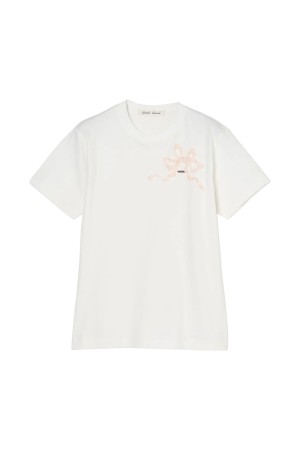 velvet lazy ribbon T-shirt - White (TD-26SS-PO56)