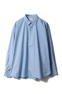 P/C STRIPE PULL OVER SHIRT - Sax (SFCSS26S04)