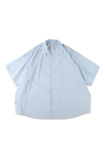 COTTON STRIPE OPEN COLLAR SS SHIRT - Sax (SFCSS26S07)