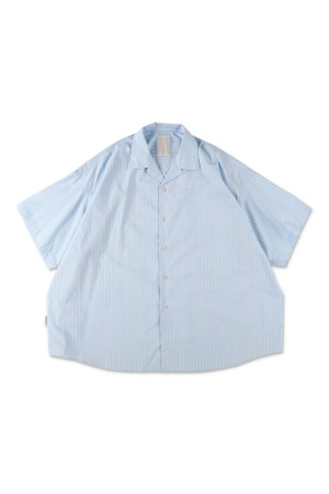 COTTON STRIPE OPEN COLLAR SS SHIRT - Sax (SFCSS26S07)