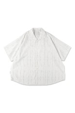 COTTON STRIPE OPEN COLLAR SS SHIRT - White (SFCSS26S07)