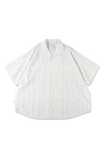 COTTON STRIPE OPEN COLLAR SS SHIRT - White (SFCSS26S07)