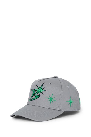 B Logo Sparkle Structured 5-Panel Cap - Grey