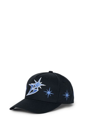 B Logo Sparkle Structured 5-Panel Cap - Black