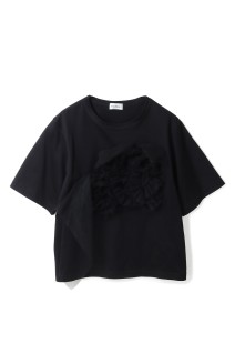 Tulle Detail T-shirt - Black (CT-26079)
