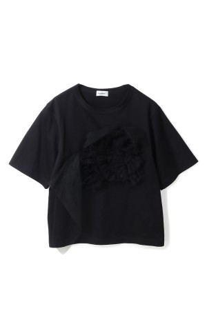 Tulle Detail T-shirt - Black (CT-26079)