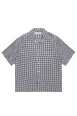 GINGHAM CHECK OPEN COLLAR SHIRT S/S / BLACK (26SS-WMS-OC18)