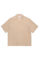 GINGHAM CHECK OPEN COLLAR SHIRT S/S / YELLOW (26SS-WMS-OC18)