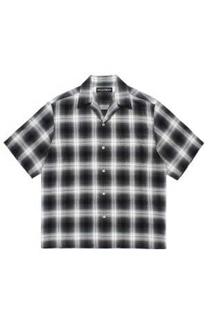 OMBRE CHECK OPEN COLLAR SHIRT S/S ( TYPE-2 ) / BROWN (26SS-WMS-OC10)