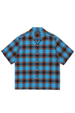 OMBRE CHECK OPEN COLLAR SHIRT S/S ( TYPE-2 ) / BROWN (26SS-WMS-OC10)