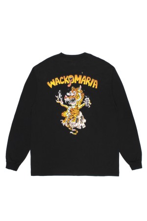 TIM LEHI / WASHED HEAVY WEIGHT CREW NECK LONG SLEEVE T-SHIRT ( TYPE-1 ) / BLACK (26SS-WMT-LT01)