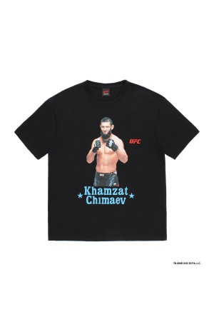 UFC / WASHED HEAVY WEIGHT CREW NECK T-SHIRT ( TYPE-3 ) / BLACK (UFC-WM-WT03)