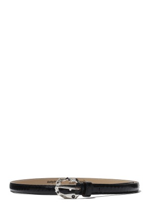 WOLF'S HEAD / PYTHON LEATHER BELT ( TYPE-1 ) / BLACK (WOLFSHEAD-WM-BT01)