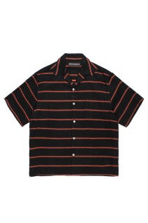 STRIPED OPEN COLLAR SHIRT S/S ( TYPE-1 ) / BLACK (26SS-WMS-OC15)