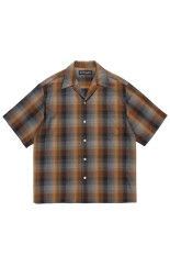 OMBRE CHECK OPEN COLLAR SHIRT S/S ( TYPE-1 ) / BROWN (26SS-WMS-OC09)