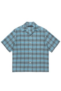 OMBRE CHECK OPEN COLLAR SHIRT S/S ( TYPE-3 ) / BLUE (26SS-WMS-OC14)