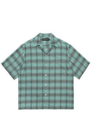 OMBRE CHECK OPEN COLLAR SHIRT S/S ( TYPE-3 ) / GREEN (26SS-WMS-OC14)