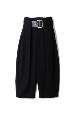 High Waist Belt Tuck Pant - BLACK (31261465103)